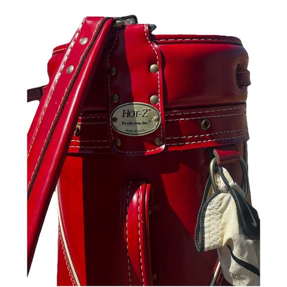 Vintage The Axiom Golf Bag Red Leather Palmer ProGroup Hot-Z USA Made Rare - Picture 4 of 9